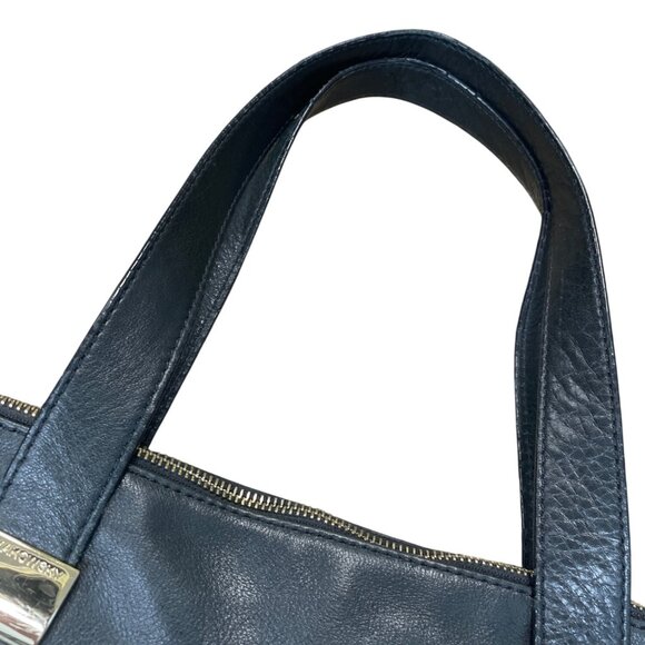 B. Makowsky Womans Black Leather Gold Ware Shoulder Handbag SKU 9423 - Picture 2 of 16